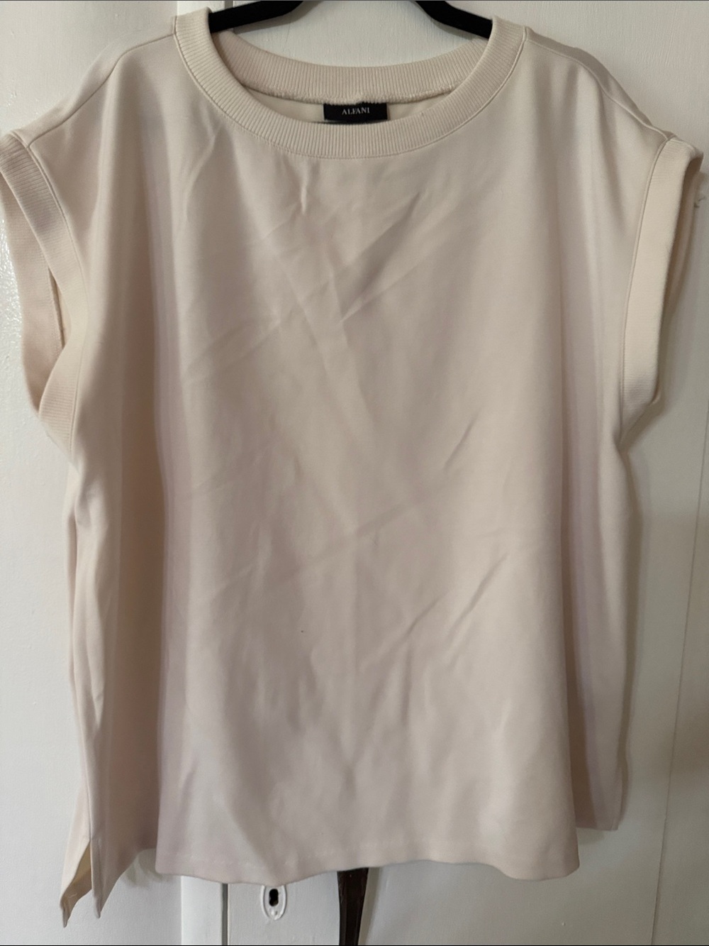 Alfani Women's Light Cream Cap-Sleeve Crewneck Ponte Knit Tank SZ 1 X